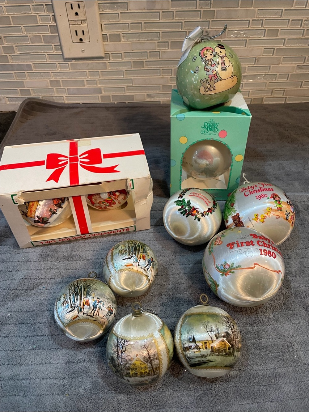 Vintage Silk Christmas Precious Moments Lot